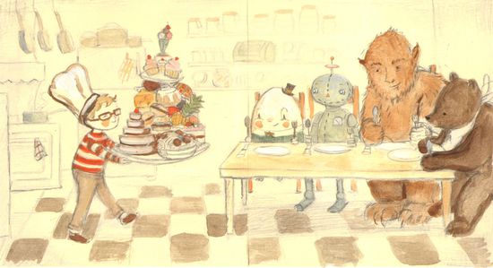 Bear Boy Scene color sketchLow