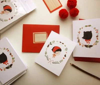 Holiday cards with painted wreaths