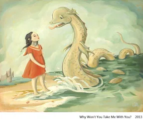 Why Won't You Take Me With You?: a girl at the water's edge with a sea serpent