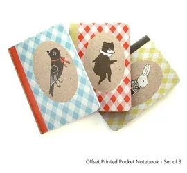 Offset printed pocket notebooks, set of 3