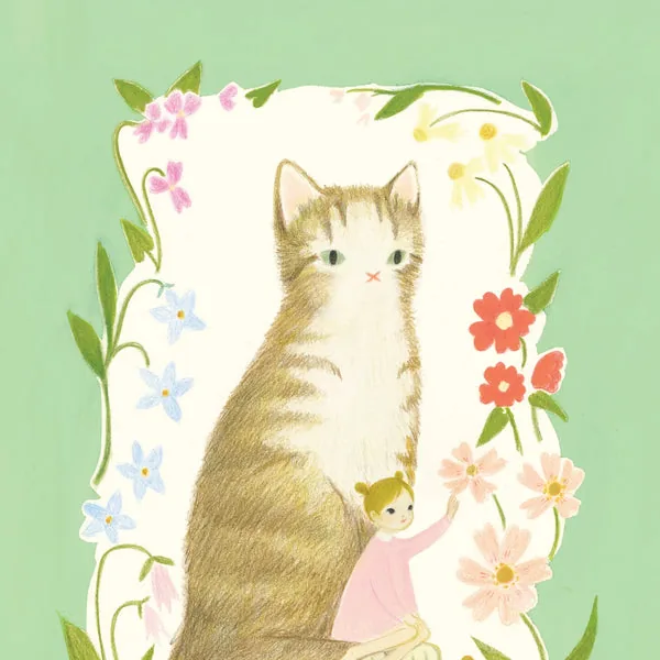 2027 Girls and Cats Calendar: August page