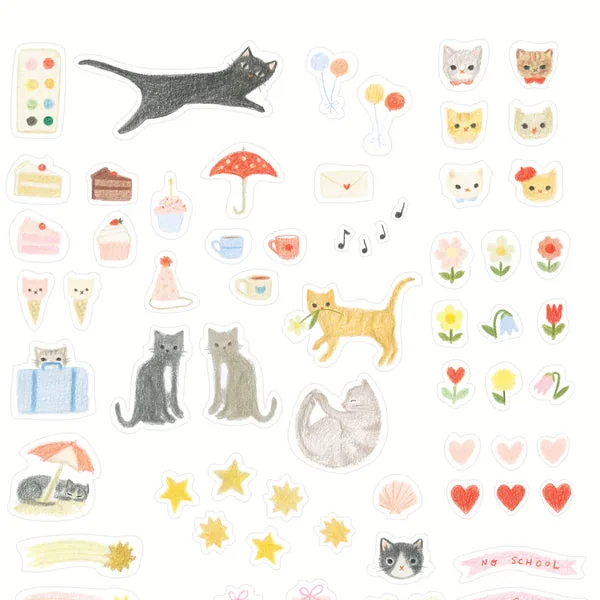 2027 Girls and Cats Calendar: sticker sheet