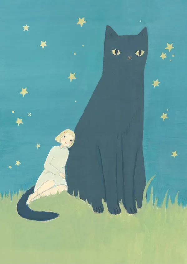 2027 Girls and Cats Calendar: January painting