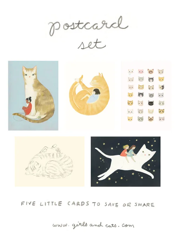 Girls & Cats postcards: the postcard set