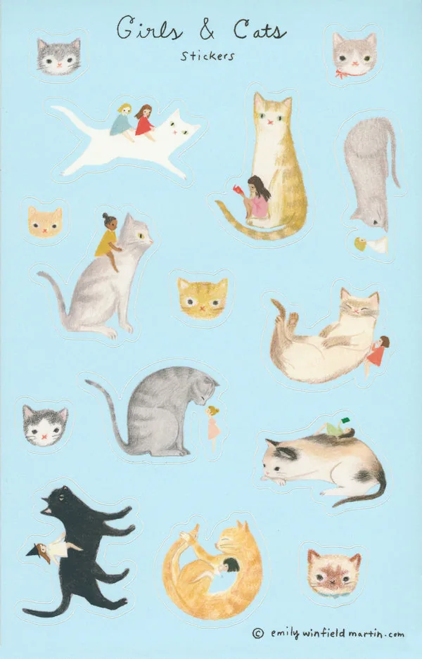 Girls & Cats sticker sheet