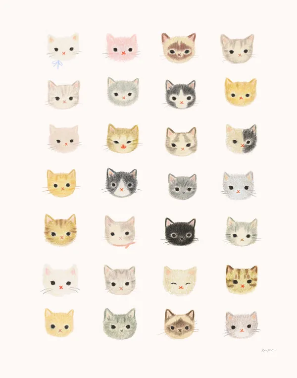 Tiny Faces: a grid of little cat faces
